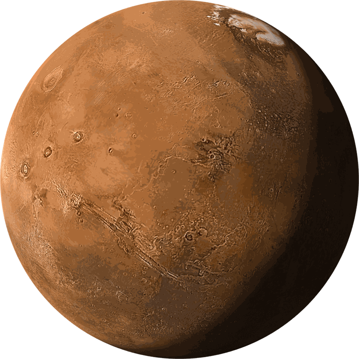 The planet Mars, slowly turning